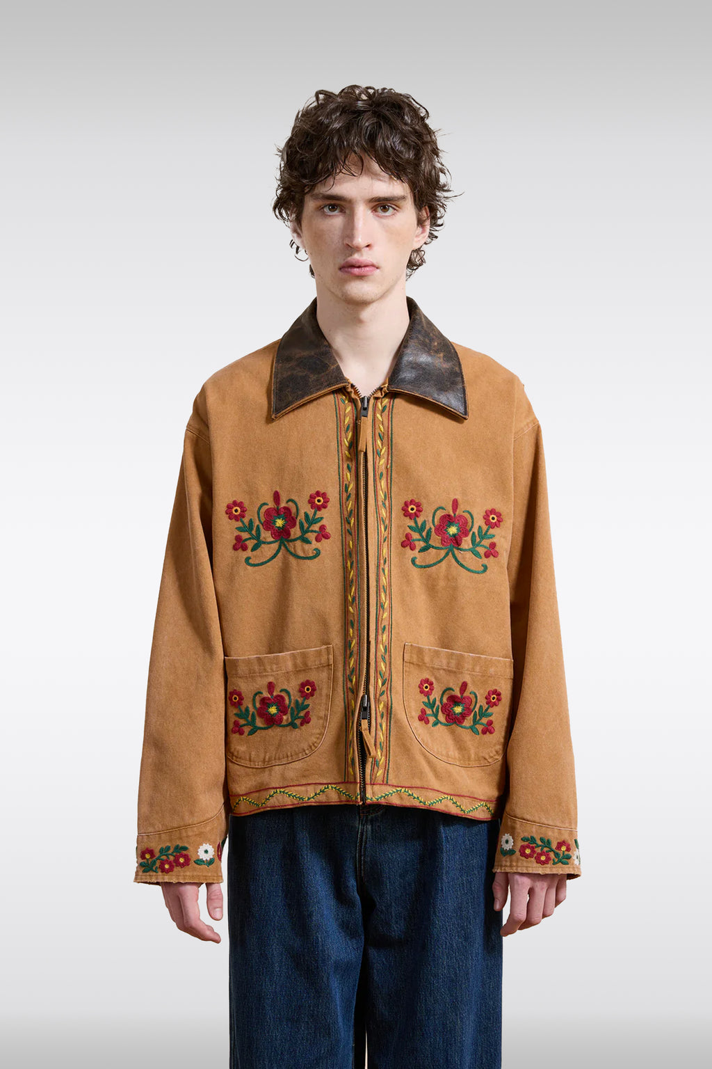 alt-image__Camel-brown-washed-canvas-jacket-with-floral-embroidery---Rosette-Canvas-Work-Jacket