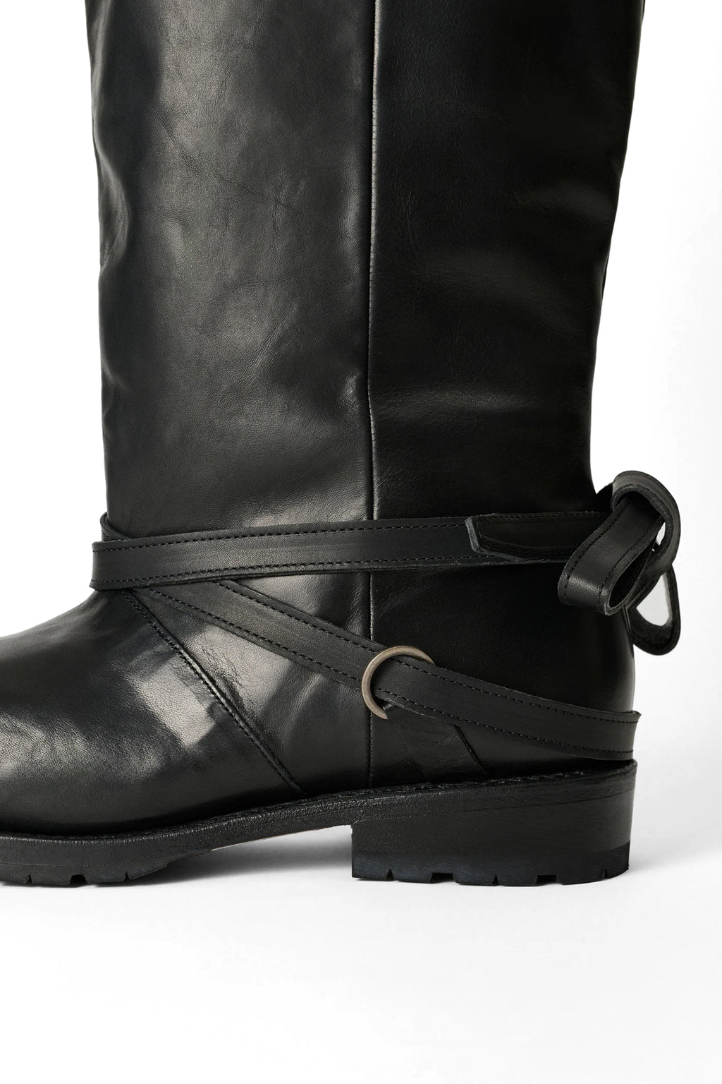 alt-image__Stivali-biker-neri-in-pelle-con-punta-squadrata-e-cinturino-alla-caviglia---High-Engine-Boot