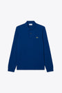 Royal blue piquè cotton polo shirt with long sleeves 