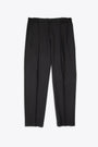 Pantalone nero in fresco lana con pince frontale - Portobellos 