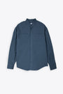 Camicia in cotone blu con collo alla coreana e tasche al petto - Mattia Beijing Ae Shirt 