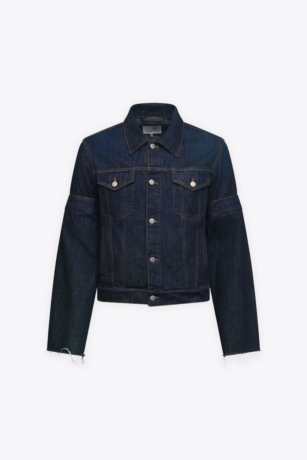 alt-image__Giacca-in-denim-blu-scuro-con-manica-decostruita-e-capovolta