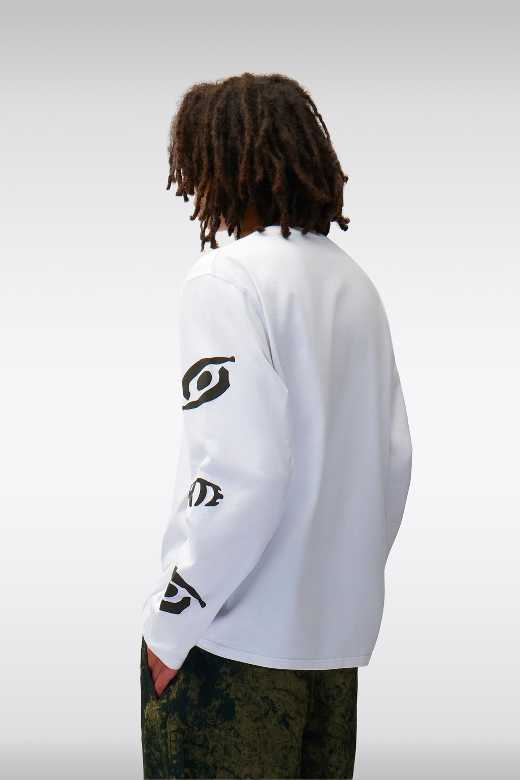 alt-image__T-shirt-bianca-in-cotone-con-maniche-lunghe-e-stampa-grafica---Eye-Sleeve-Longsleeve