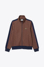 Felpa viola e arancione con zip e motivo jacquard monogram 