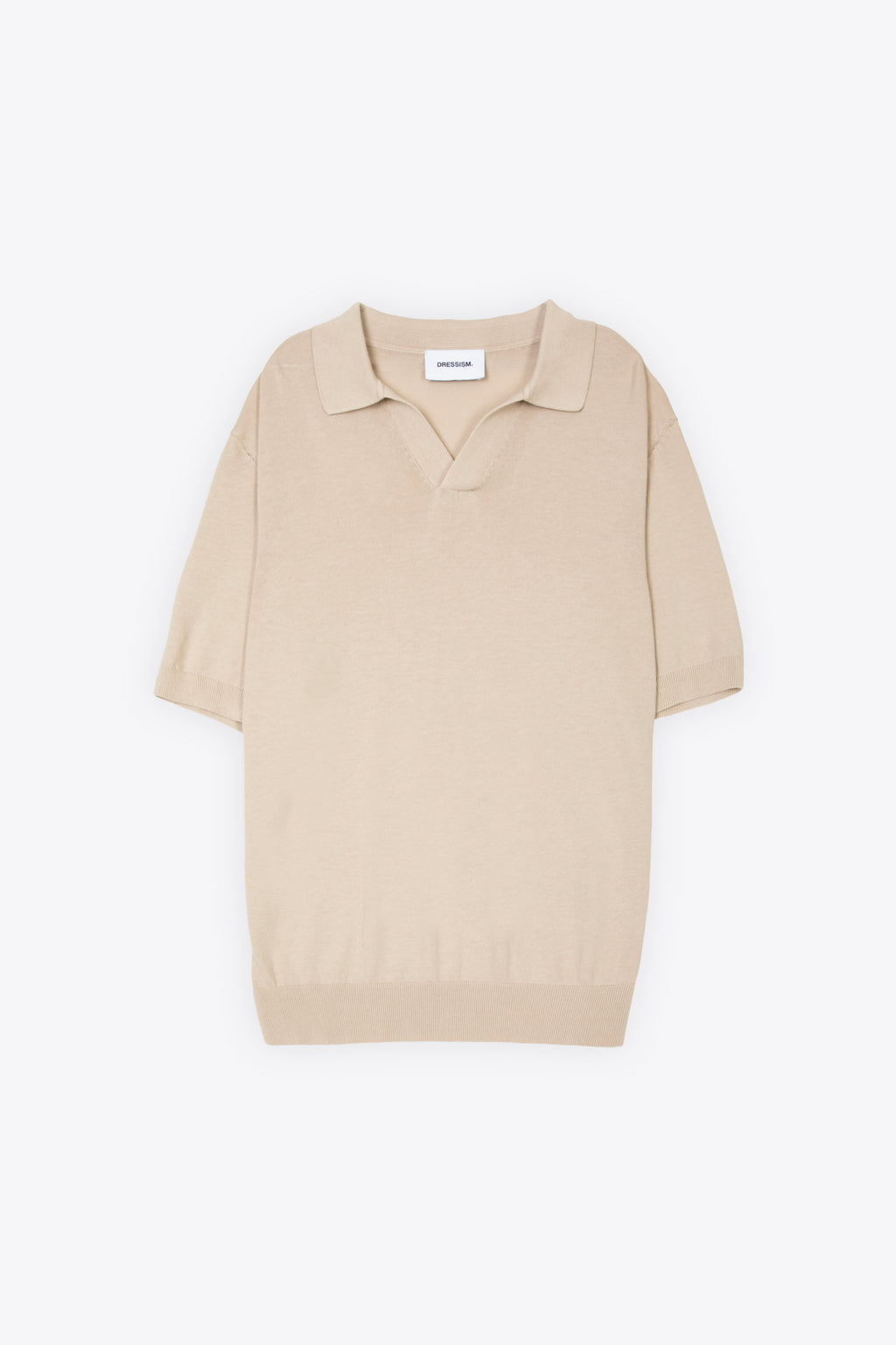 alt-image__Polo-in-cotone-color-sabbia-con-collo-aperto