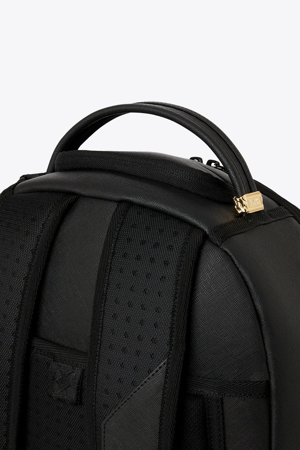 alt-image__Black-pvc-backpack-with-gold-tooth-detail---Blacked-Out-Embossed-Gold-Tooth-Backpack