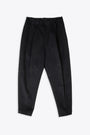 Black cotton pant with elastic waistband - Savoys 