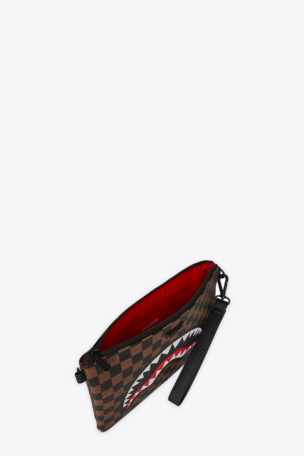 alt-image__Pochette-in-pvc-a-scacchi-marrone-e-nero-con-bocca-shark---Check-2-Emboss-Crossover-Clutch