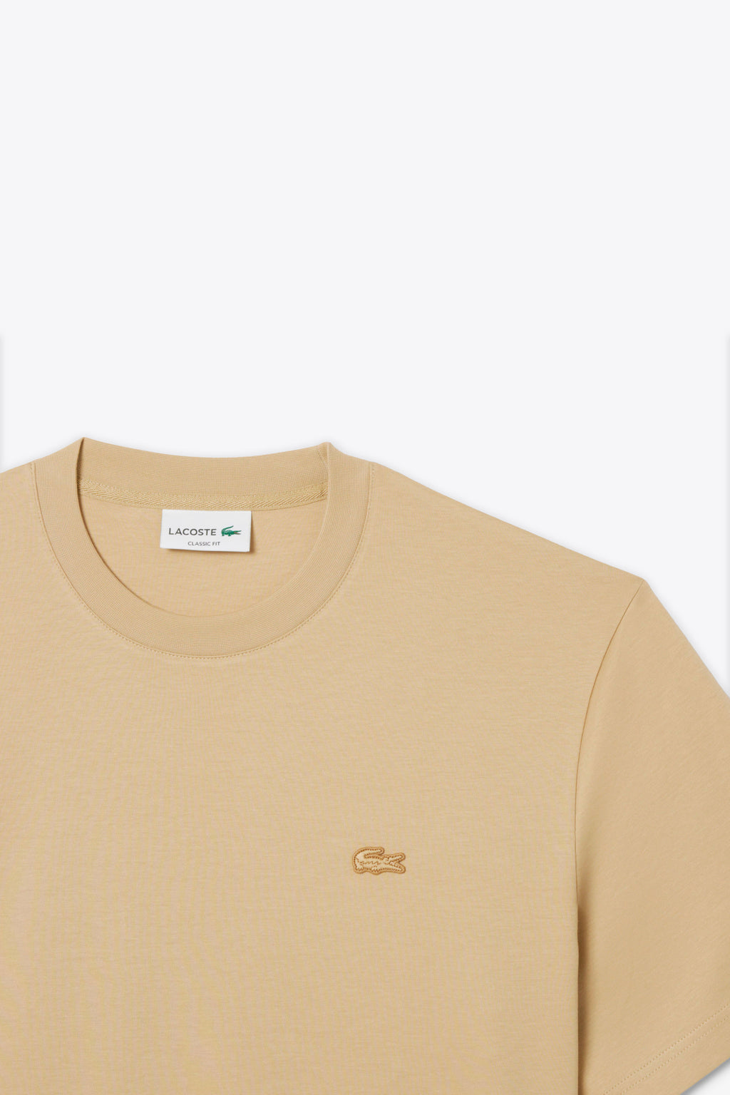 alt-image__T-shirt-in-cotone-beige-con-logo-al-petto-tono-su-tono