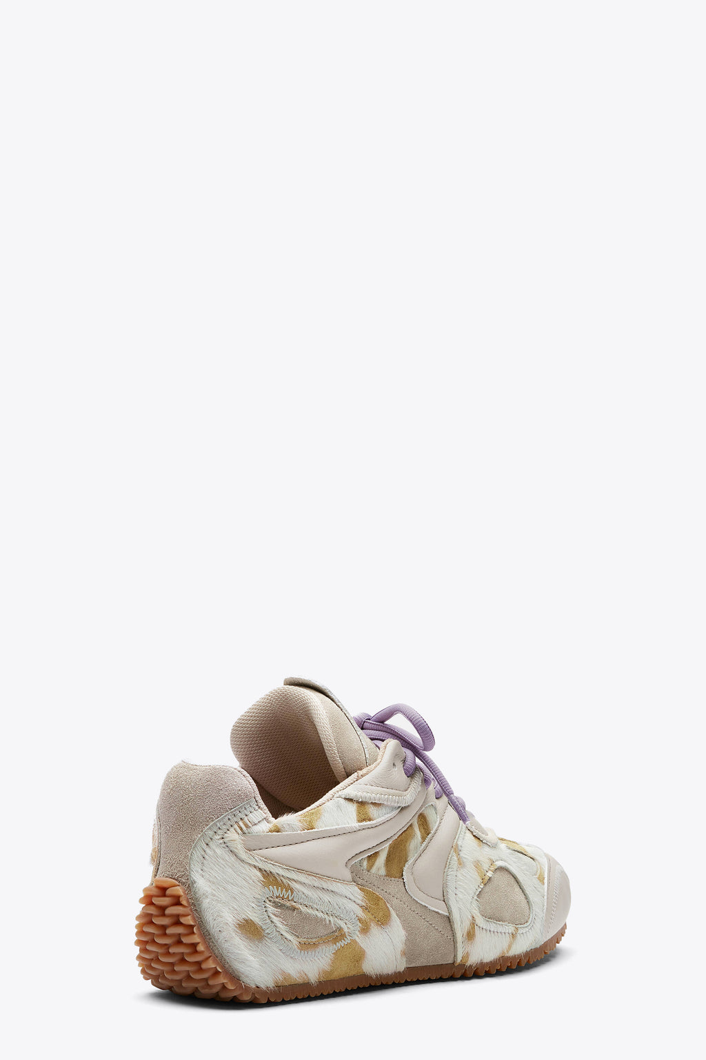 alt-image__Sneaker-bassa-in-cavallino-e-suede-beige-con-lacci-lilla---Slow-Runner