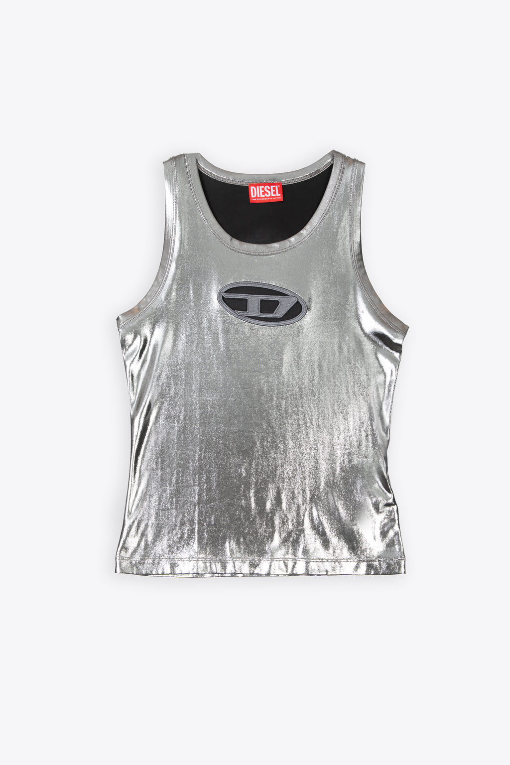 alt-image__Metallic-silver-coated-jersey-tank-top-with-logo---T-Lynys