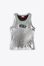 Metallic silver coated jersey tank top with logo - T Lynys 