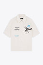 Camicia in lyocell panna con grafica Icarus e logo -  Icarus Short Sleeve Shirt 