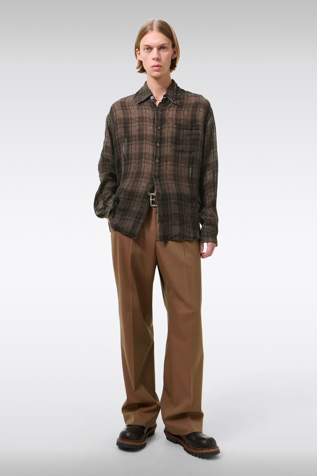 alt-image__Camicia-in-lino-a-quadri-marrone-e-nero-con-maniche-lunghe---Above-Shirt