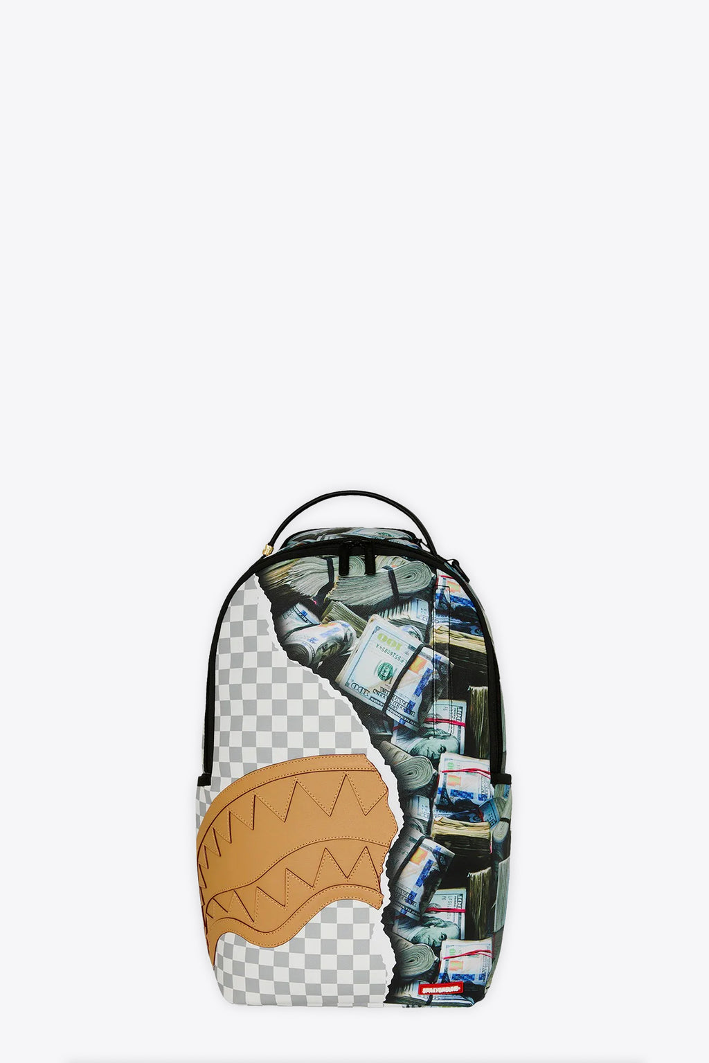 alt-image__Zaino-in-pvc-a-scacchi-panna-con-stampa-banconote---Cream-Check-Full-Of-Cash-Backpack