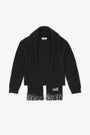 Pullover overisze in lana grigio antracite con sciarpa 