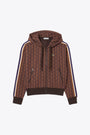 Felpa con motivo jacquard monogram viola e arancione con zip 