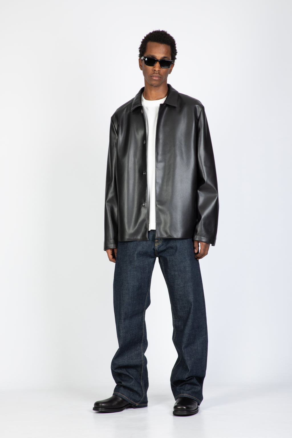alt-image__Black-faux-leather-blazer-with-snaps-fastening---Mike