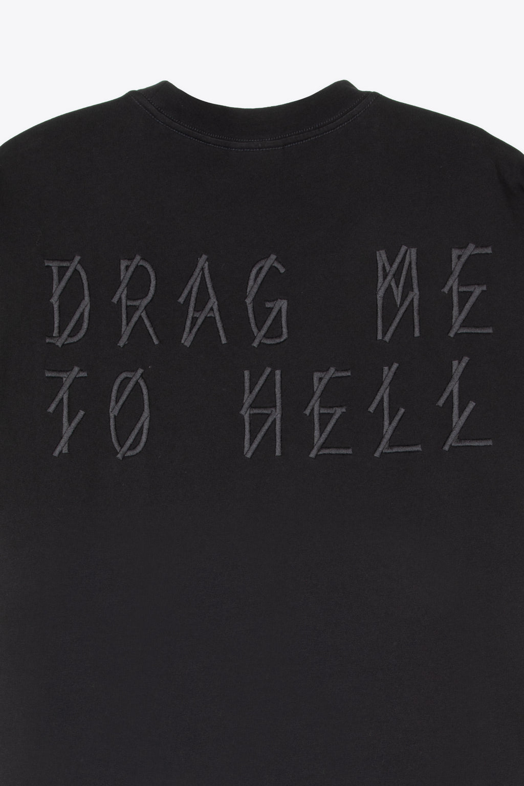 alt-image__Black-cotton-t-shirt-with-back-slogan-embroidery---Drag-Me-To-Hell-T-shirt