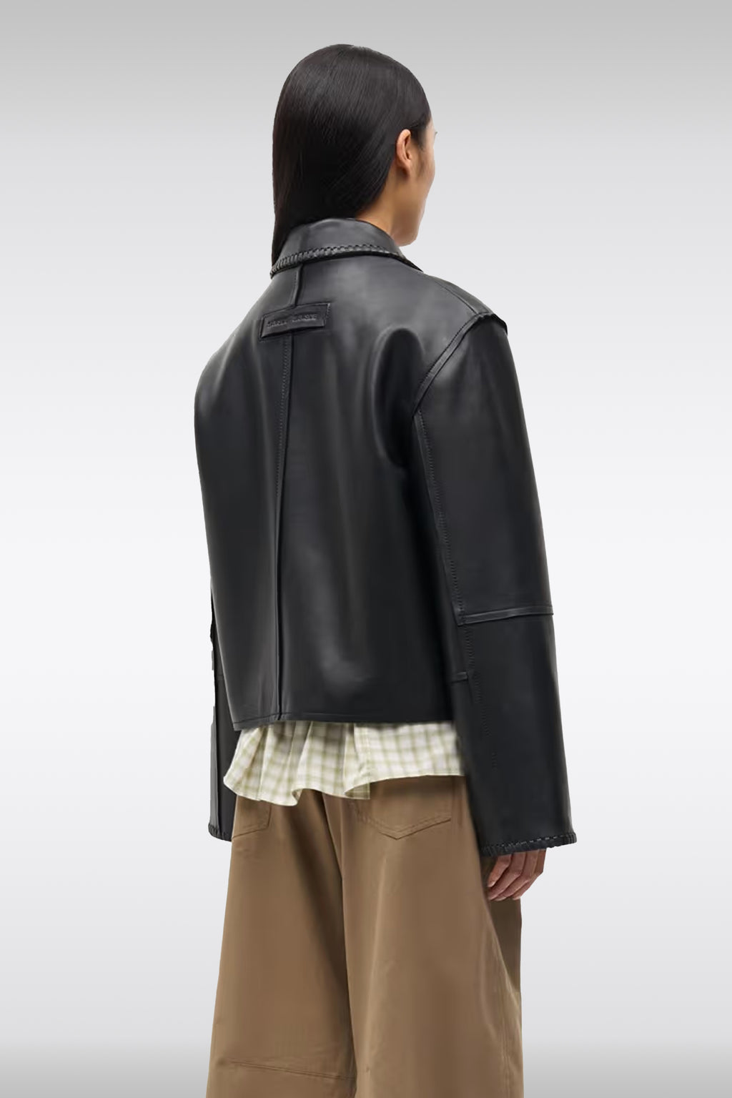 alt-image__Giubbotto-nero-in-pelle-con-intreccio-al-collo---Salylo-Leather-Jacket