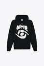 Felpa nera con cappuccio e zip con logo grafico frontale - Eye Front Zip Hoodie 