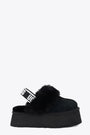 Black suede sandal with shearling detail - W Funkette 