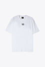 T-shirt bianca in cotone con logo stampato al petto e sul retro 