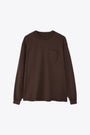 T-shirt marrone con maniche lunghe e cuciture a vista 