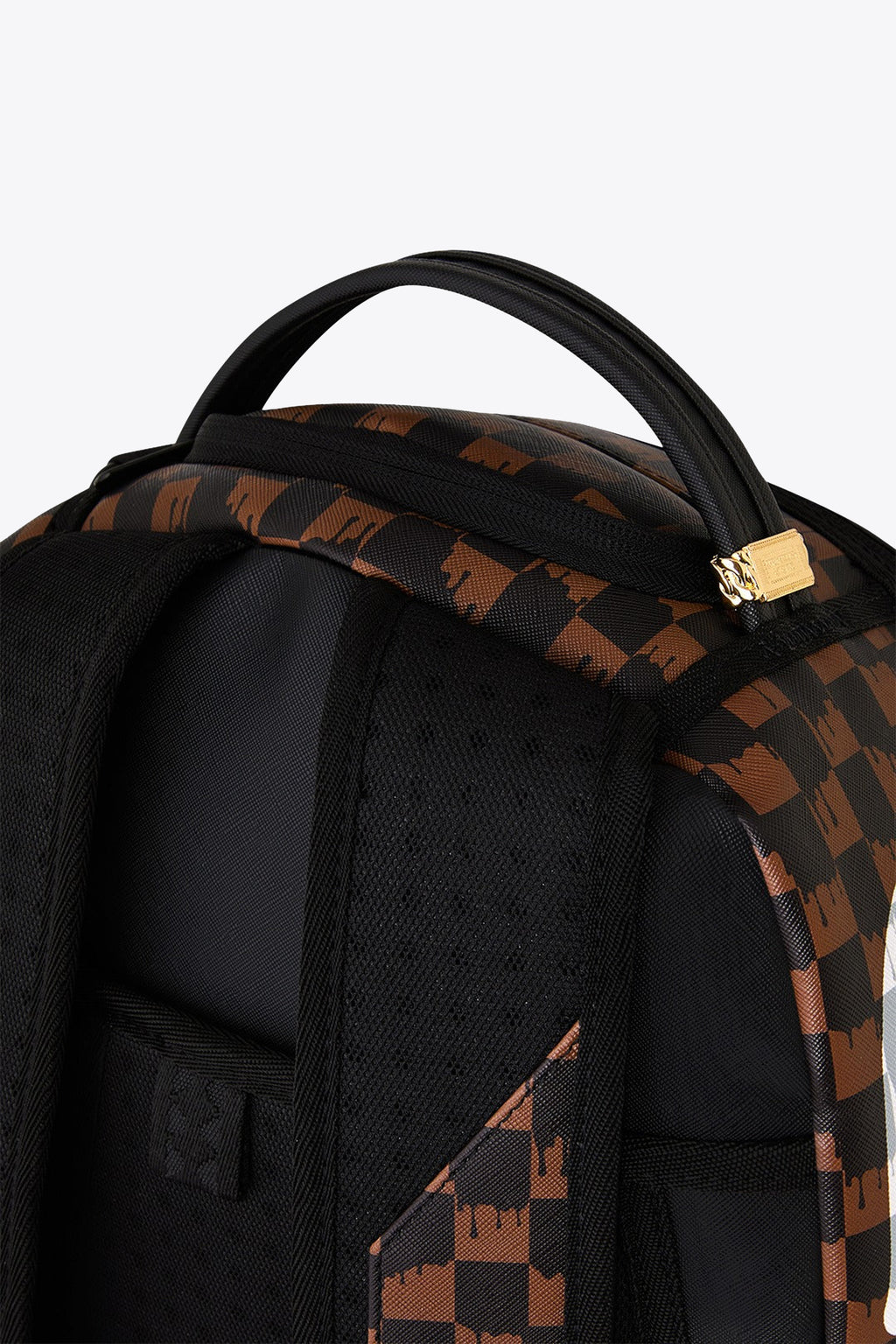 alt-image__Zaino-in-pvc-marrone-a-scacchi-con-bocca-shark-a-contrasto---Brown-And-Cream-Drip-Check-Shark-Backpack