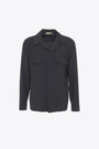 Navy blue linen jacket with open collar - John 