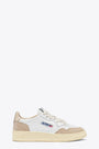 White leather low sneaker with gold leather back tab - Medalist 
