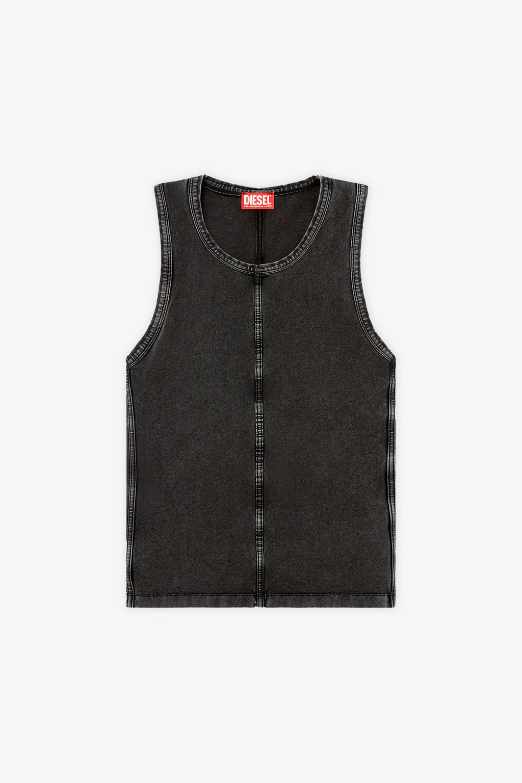 alt-image__Black-cotton-tank-top-with-stonewashed-denim-finish---T-Mely-Sl-Top