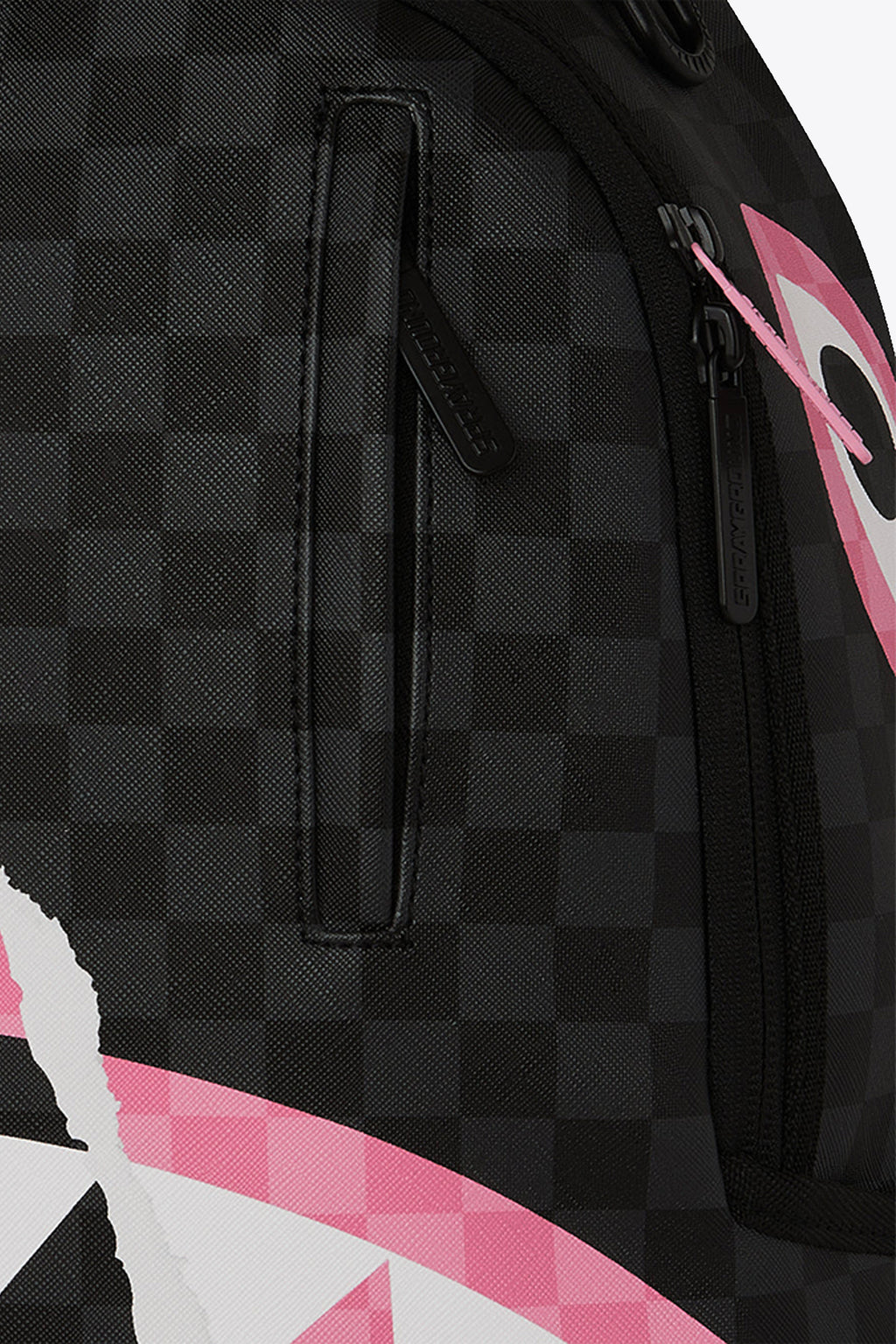 alt-image__Zaino-in-pvc-a-scacchi-rosa-e-nero-con-bocca-shark---Pink-And-Black-Tear-Sip-Backpack
