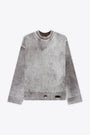 Pullover reversibile in lana marrone con rotture - Reversible Fade Out Knit 