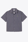 Navy blue/white bowling shirt with geometric print 