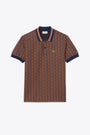 Polo viola e arancio con motivo jacquard monogram con maniche corte 