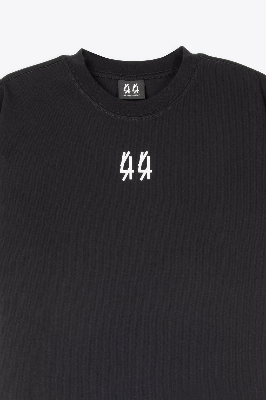 alt-image__T-shirt-nera-in-cotone-con-logo-bianco-al-petto-e-sul-retro---Classic-Tee