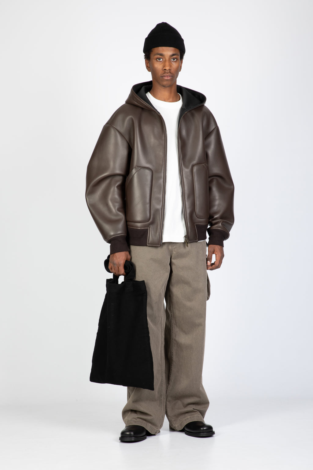 alt-image__Dark-brown-plunge-nappa-leather-hooded-bomber-jacket---Mog-Hooded-Bomber