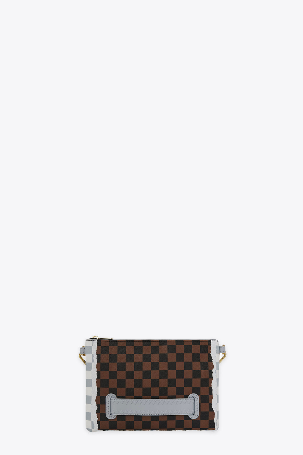 alt-image__Pochette-in-pvc-a-scacchi-marrone-e-nero-con-bocca-shark---Cream-Brown-Tear-Check-Crossover-Clutch