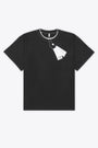 T-shirt nera e bianca in cotone con stampa trompe l'oeil 