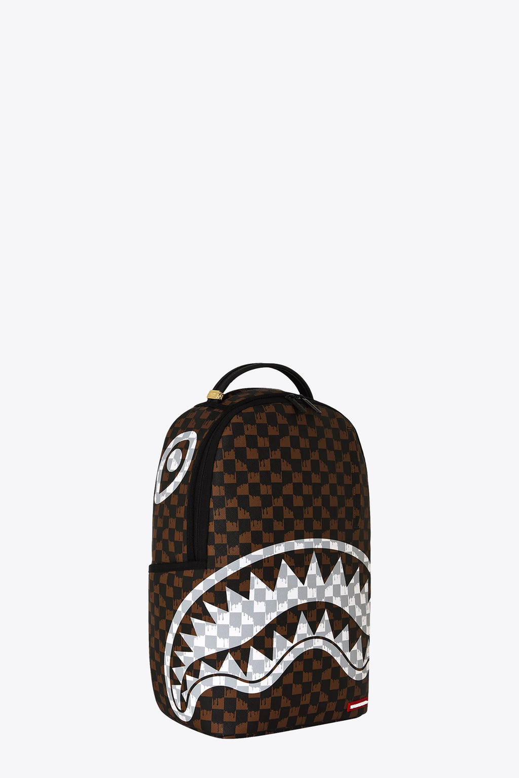 alt-image__Zaino-in-pvc-marrone-a-scacchi-con-bocca-shark-a-contrasto---Brown-And-Cream-Drip-Check-Shark-Backpack