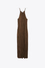 PLEATED HALTER MAXI DRESS-Marrone 