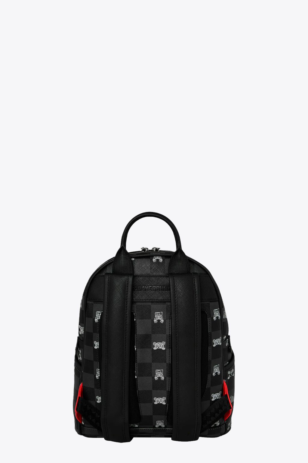 alt-image__Zaino-piccolo-in-pvc-a-scacchi-nero-con-stampa-decorativa---Peeking-Charcter-Check-Savage-Backpack