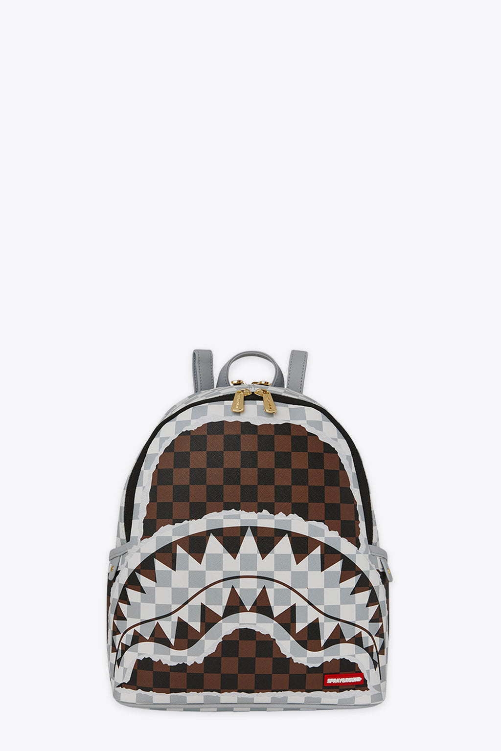 alt-image__Zaino-piccolo-in-pvc-a-scacchi-marrone-e-nero-con-bocca-shark---Cream-Brown-Tear-Check-Savage-Backpack
