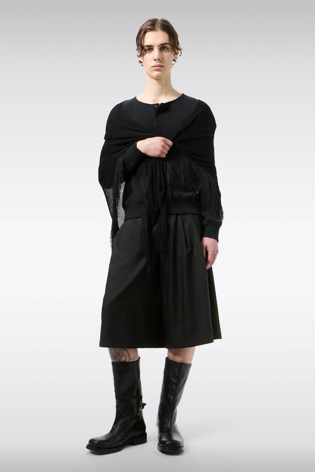 alt-image__Bermuda-baggy-in-frescolana-nero-con-doppia-pince---Split-Shorts