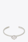 Bracciale rigido in ottone argento con strass e logo 