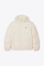 Piumino in nylon panna con cappuccio estraibile 