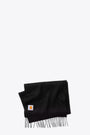 Black wool scarf with fringed hems - Clan Scarf 