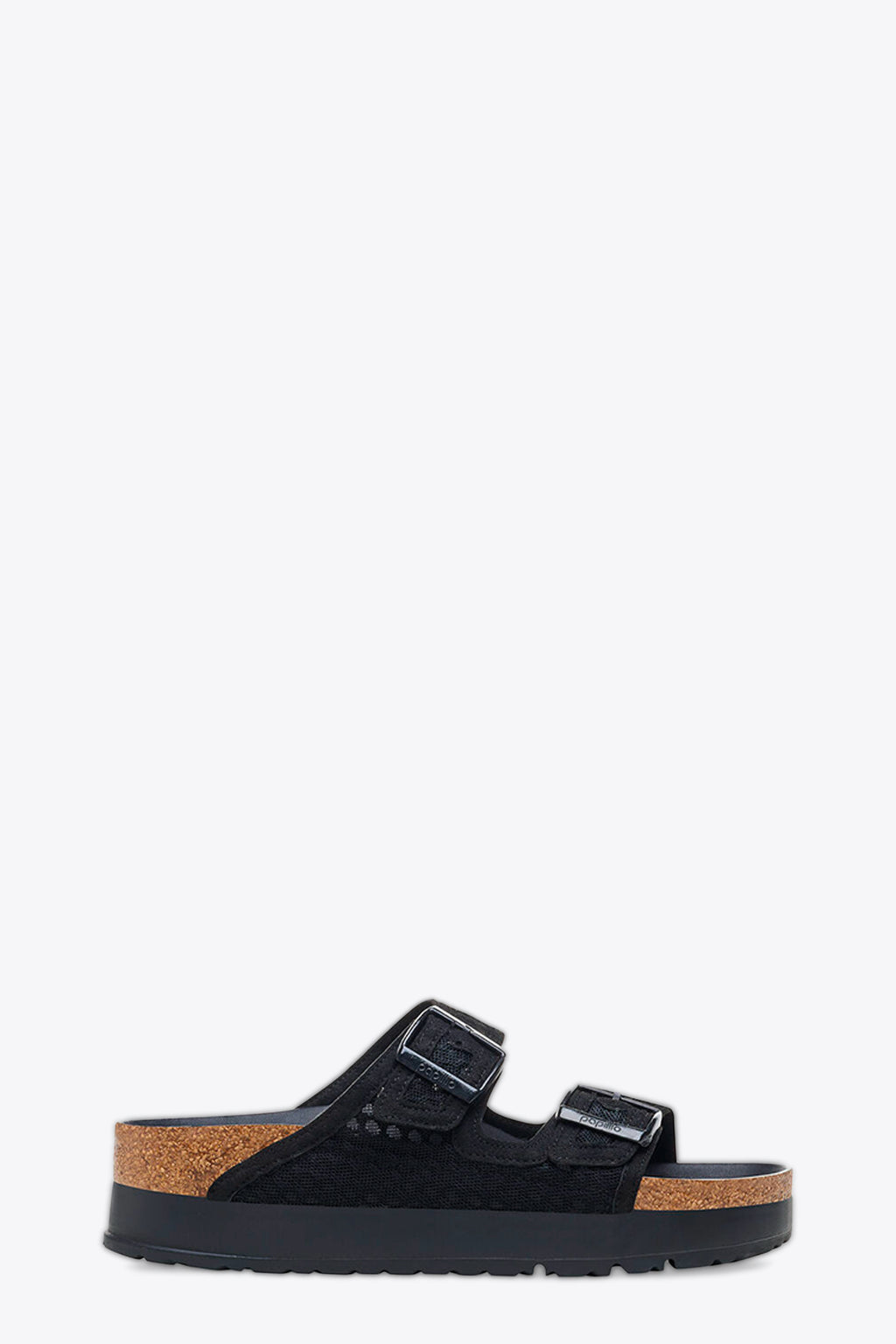 Black mesh sandal with platform sole Arizona French Piping Flex Plat
