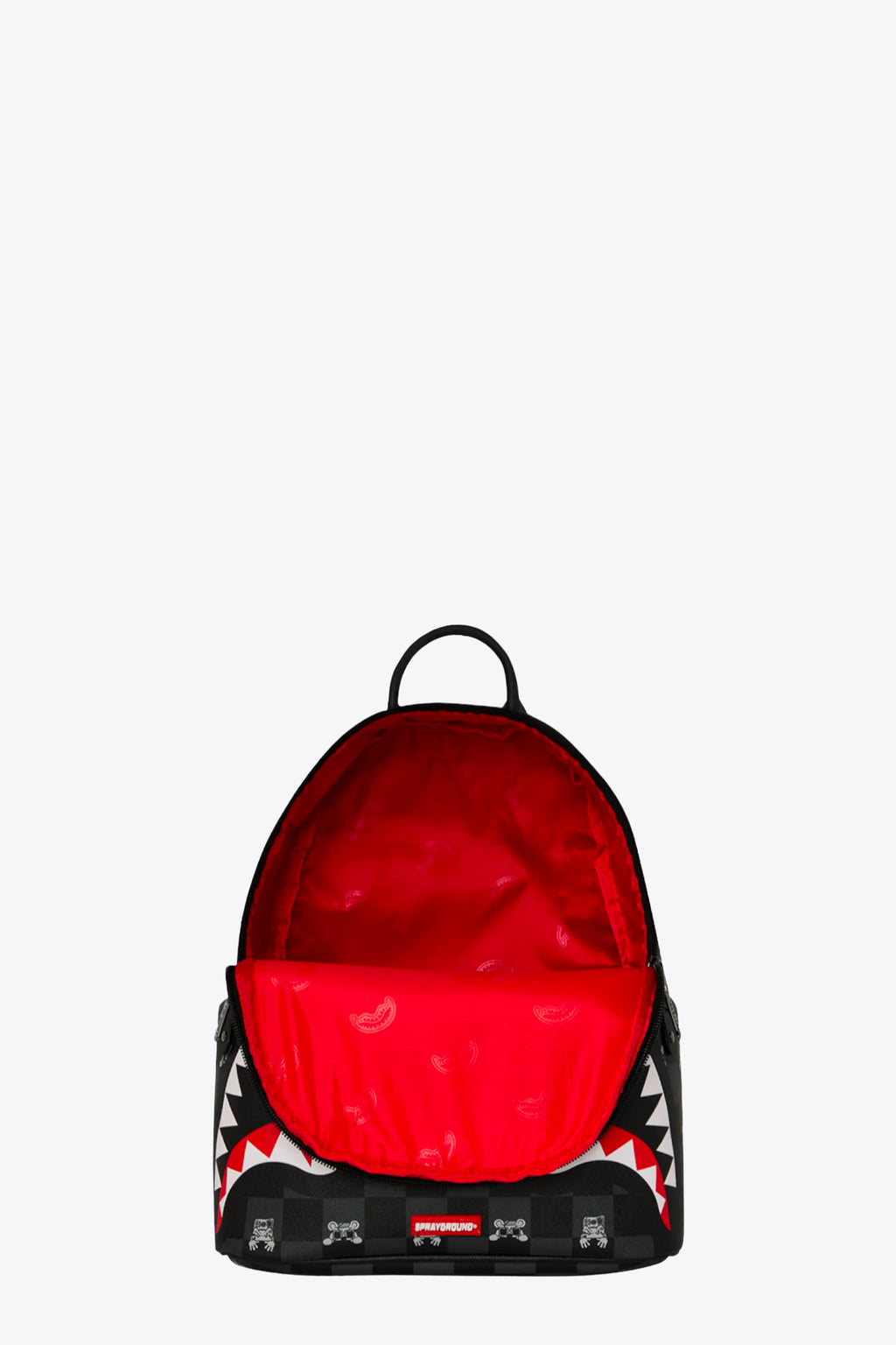 alt-image__Zaino-piccolo-in-pvc-a-scacchi-nero-con-stampa-decorativa---Peeking-Charcter-Check-Savage-Backpack